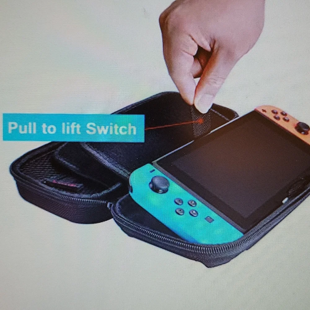 HESTIA GOODS carrying case for Nintendo Switch with hook loop Black  New